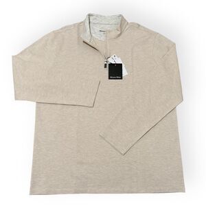 Mizzen + Main ProFlex Quater Zip Pullover Men's Beige Stretch Golf Size XL New